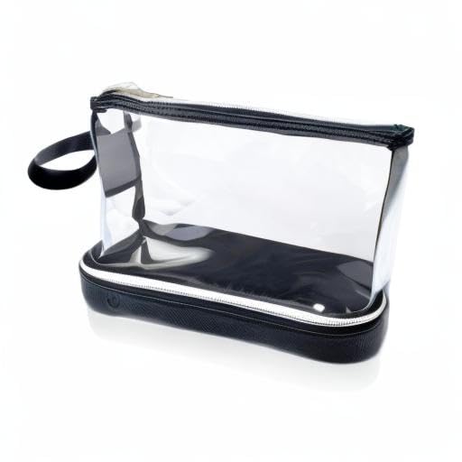 BUTLERBELL Kulturbeutel Transparent mit blickdichtem Teil ¦ Kulturtasche zum Transport von Flüssigkeiten ¦ Kosmetiktasche Durchsichtig ¦ Handgepäck-Reisezubehör ¦ Damen &amp; Herren (Marineblau)