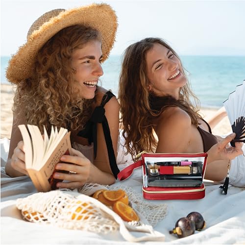 BUTLERBELL Kulturbeutel Transparent mit blickdichtem Teil I Kulturtasche zum Transport von Flüssigkeiten ! Kosmetiktasche Durchsichtig I Handgepäck-Reisezubehör I Damen &amp; Herren (Regenbogen)