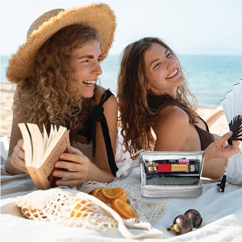 BUTLERBELL Kulturbeutel Transparent mit blickdichtem Teil ¦ Kulturtasche zum Transport von Flüssigkeiten ¦ Kosmetiktasche Durchsichtig ¦ Handgepäck-Reisezubehör ¦ Damen &amp; Herren (Marineblau)