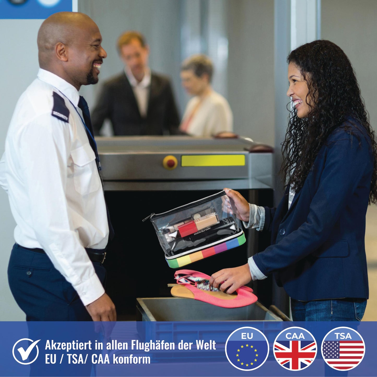 BUTLERBELL Kulturbeutel Transparent mit blickdichtem Teil ¦ Kulturtasche zum Transport von Flüssigkeiten ¦ Kosmetiktasche Durchsichtig ¦ Handgepäck-Reisezubehör ¦ Damen &amp; Herren (Marineblau)