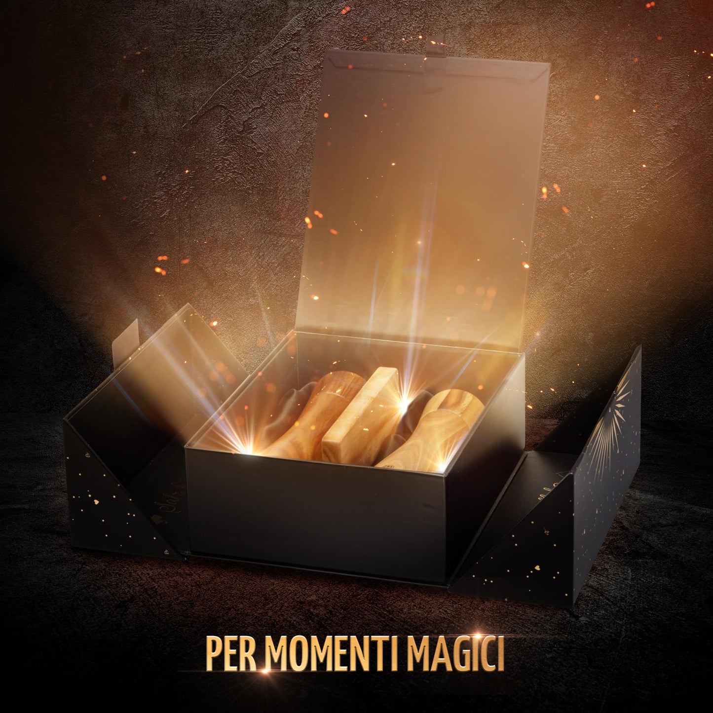 BUTLERBELL® Salz und Pfeffermühle Holz inkl. Untersetzer in luxuriöser Geschenkbox ideal als Hochzeitsgeschenk | Geschenke zur Hochzeit | Hochzeitsgeschenke für Brautpaar (Italienisch)