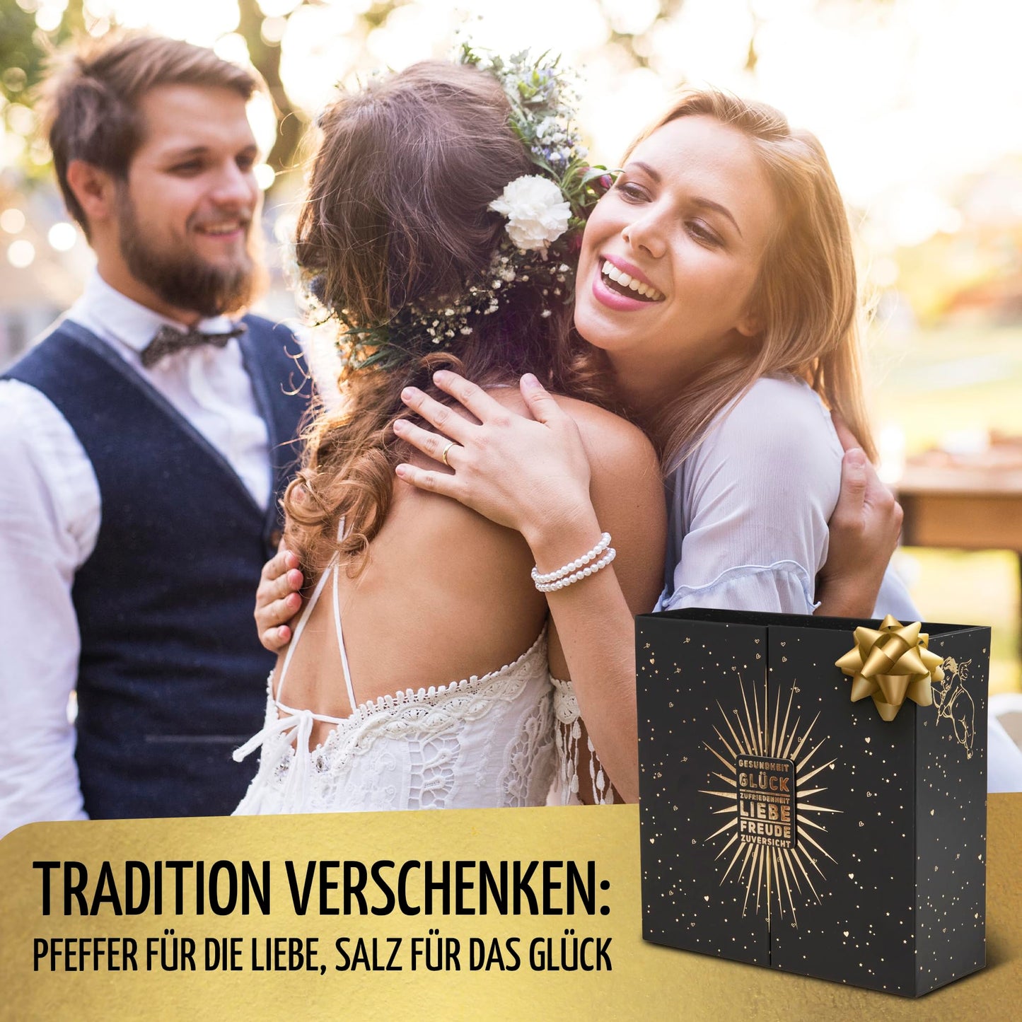 BUTLERBELL® Salz und Pfeffermühle Holz in Luxus Geschenkbox mit Herz ideal als Hochzeitsgeschenk | Geschenke zur Hochzeit | Hochzeitsgeschenke für Brautpaar | Einweihungsgeschenk (Engel)