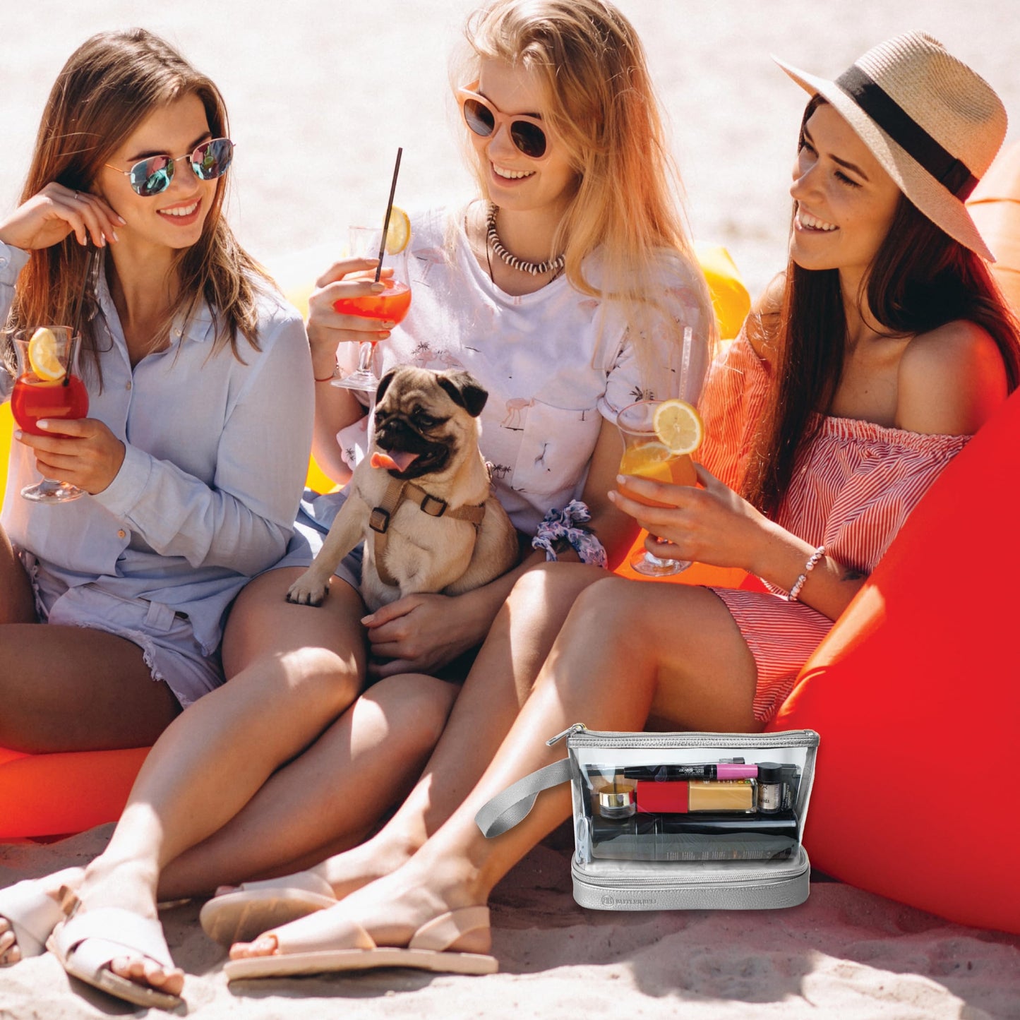 BUTLERBELL Kulturbeutel Transparent mit blickdichtem Teil I Kulturtasche zum Transport von Flüssigkeiten I Kosmetiktasche Durchsichtig I Handgepäck-Reisezubehör I Damen &amp; Herren (Rose Gold)