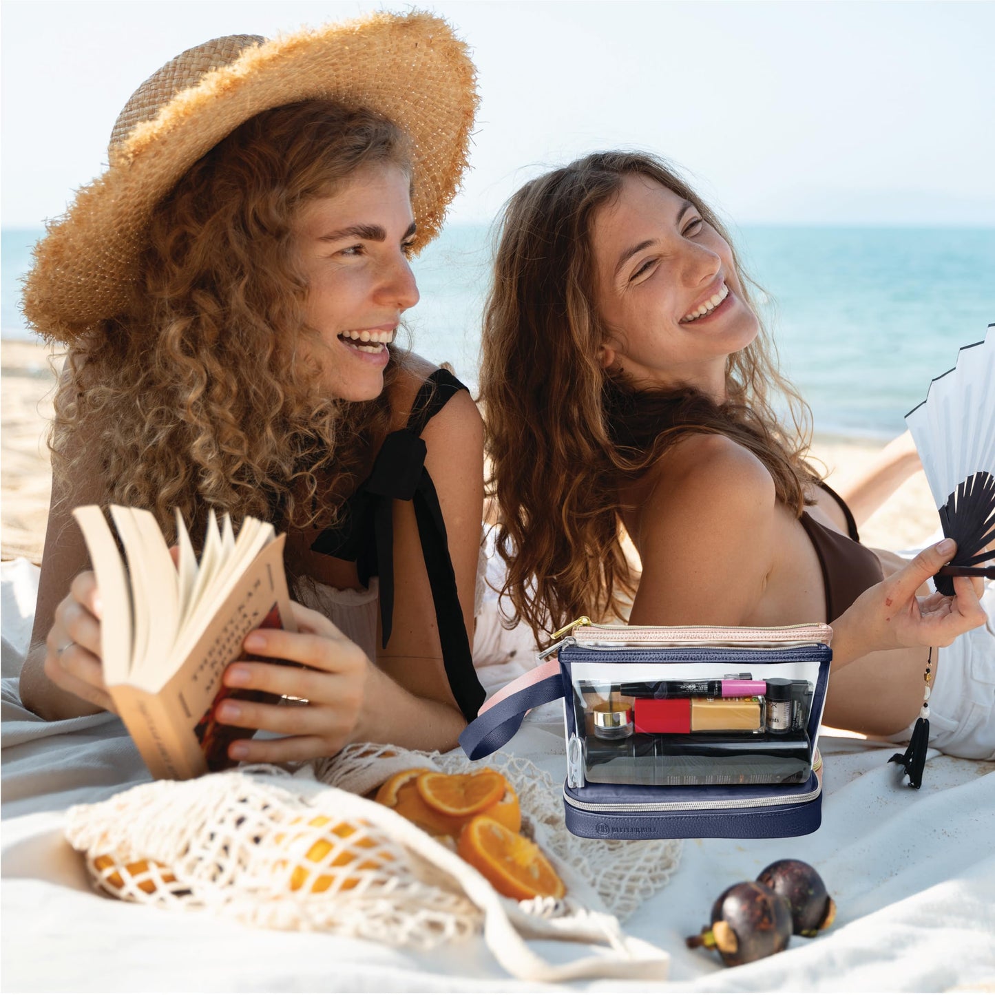 BUTLERBELL Kulturbeutel Transparent mit blickdichtem Teil I Kulturtasche zum Transport von Flüssigkeiten I Kosmetiktasche Durchsichtig I Handgepäck-Reisezubehör I Damen &amp; Herren (Rose Gold)