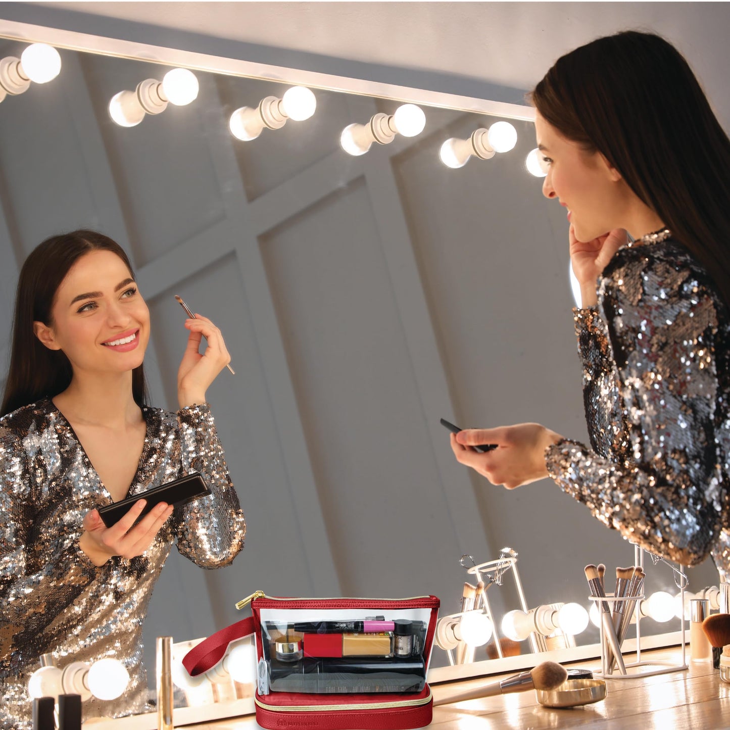 BUTLERBELL Kulturbeutel Transparent mit blickdichtem Teil I Kulturtasche zum Transport von Flüssigkeiten ! Kosmetiktasche Durchsichtig I Handgepäck-Reisezubehör I Damen &amp; Herren (Regenbogen)