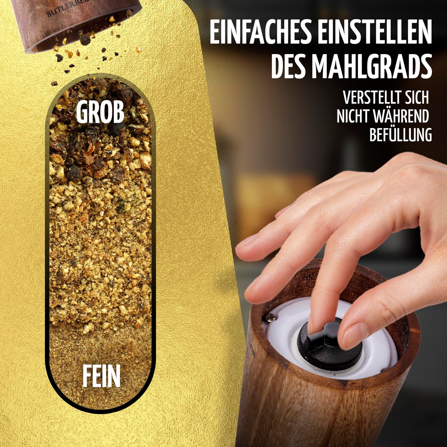 BUTLERBELL® Salz und Pfeffermühle Holz in Luxus Geschenkbox mit Herz ideal als Hochzeitsgeschenk | Geschenke zur Hochzeit | Hochzeitsgeschenke für Brautpaar | Einweihungsgeschenk (Engel)