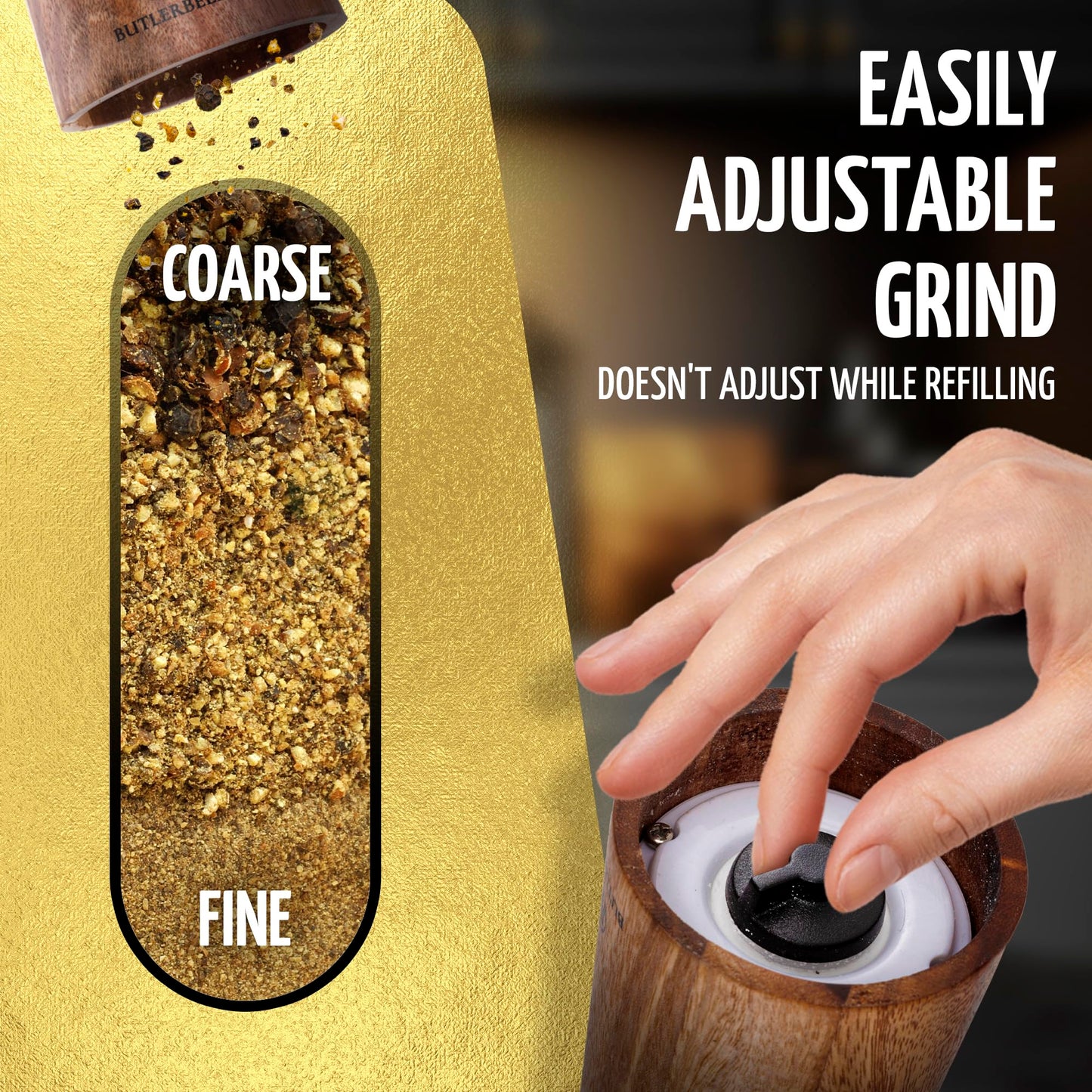 BUTLERBELL® Salz und Pfeffermühle Holz in Luxus Geschenkbox mit Herz ideal als Hochzeitsgeschenk | Geschenke zur Hochzeit | Hochzeitsgeschenke für Brautpaar | Einweihungsgeschenk (Engel)